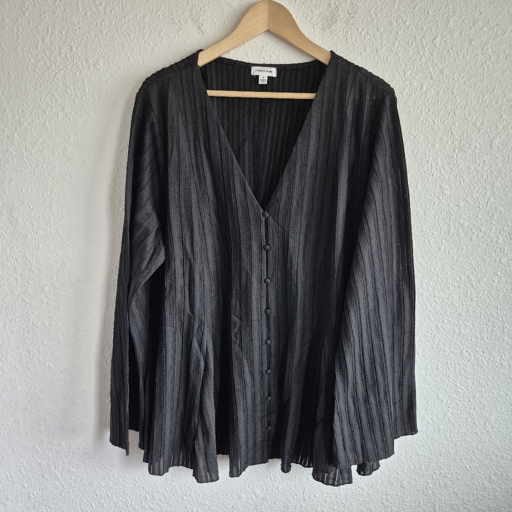 Thread & Clover Plus Size Black Button Down Blouse Womens Size 1X